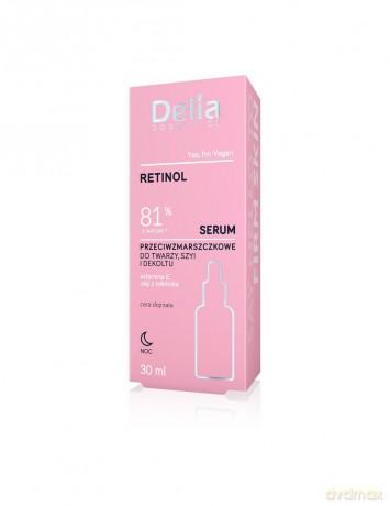 Delia Cosmetics RETINOL Serum przeciwzmarszczkowe do twarzy,szyi i dekoltu na noc 30 ml