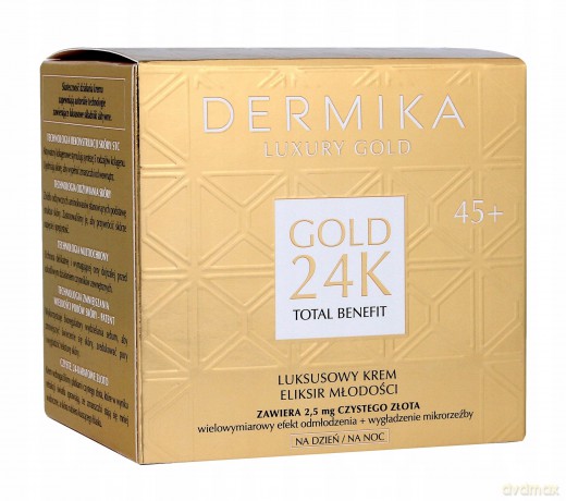 Dermika Luxury Gold 24K Total Benefit 45+ Luksusowy Krem - Eliksir Młodości na dzień i noc 50 ml