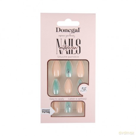 DONEGAL Sztuczne paznokcie - pistacja i piórko (3096) 1op.-24 szt