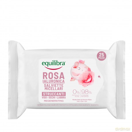 Equilibra Rosa Różane Chusteczki micelarne do demakijażu z kwasem hialuronowym 1op.-25 szt.