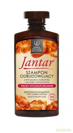 Farmona Jantar Szampon nawilżający z wyciągiem z bur sztynu i olejkiem arganowym - do włosów wysokoporowatych 330 ml