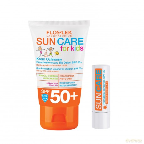 Floslek Sun Care for Kids Krem ochronny przeciwsłoneczny SPF50 dla dzieci (50 ml) + Pomadka ochronna SPF30