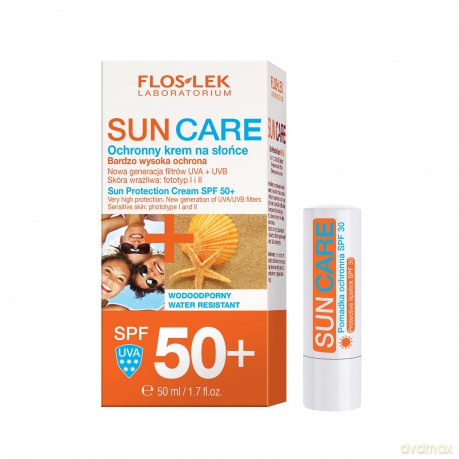 Floslek Sun Care Krem ochronny na słońce SPF50 (50 ml) + Pomadka ochronna SPF30