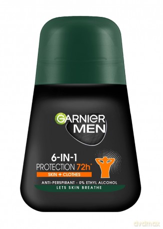 Garnier Men Dezodorant roll-on 6in1 Protection 72h - Skin+Clothes 50 ml
