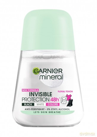 Garnier Mineral Dezodorant roll-on Invisible Protection 48h Floral Touch - Black,White,Colors 50 ml