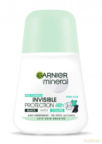 Garnier Mineral Dezodorant roll-on Invisible Protection 48h Fresh Aloe - Black,White,Colors 50 ml