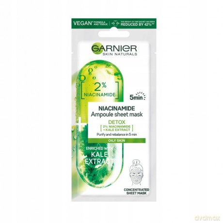 Garnier Skin Naturals Ampułka detoksykująca w masce na tkaninie z 2% niacynamidem 15g