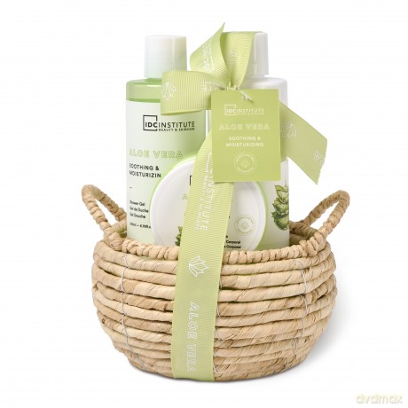 IDC INSTITUTE Aloe Vera Zestaw prezentowy Body w koszu (3 elementy) 1op.