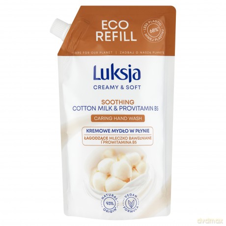 Luksja Creamy & Soft Łagodzące Kremowe Mydło w płynie Mleczko Bawełniane i Prowitamina B5 400 ml - zapas