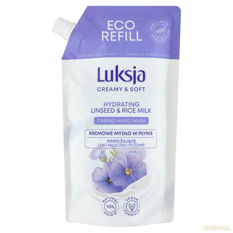 Luksja Creamy & Soft Nawilżające Kremowe Mydło w płynie Len i Mleczko Ryżowe 400 ml - zapas