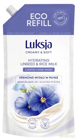 Luksja Creamy & Soft Nawilżające Kremowe Mydło w płynie Len i Mleczko Ryżowe 900 ml - zapas
