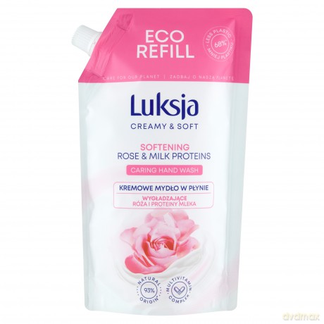 Luksja Creamy & Soft Wygładzające Kremowe Mydło w płynie Róża & Proteiny Mleka 400 ml - zapas