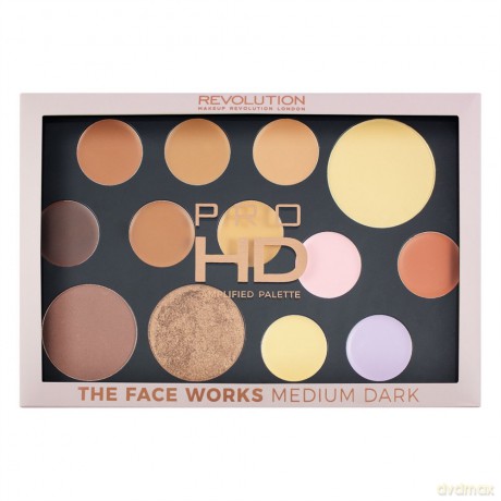 Makeup Revolution Pro HD Palette The Face Works Zestaw do makijażu twarzy medium/dark