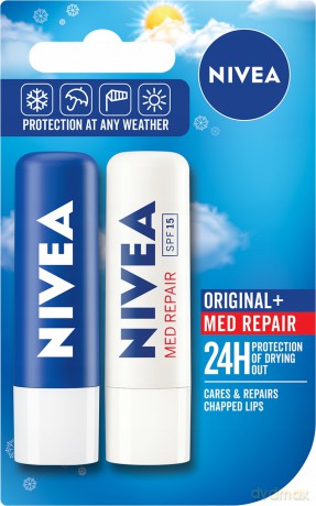 Nivea Lip Care DUO Pomadka ochronna Original Care + Med Repair 4.8mlx2