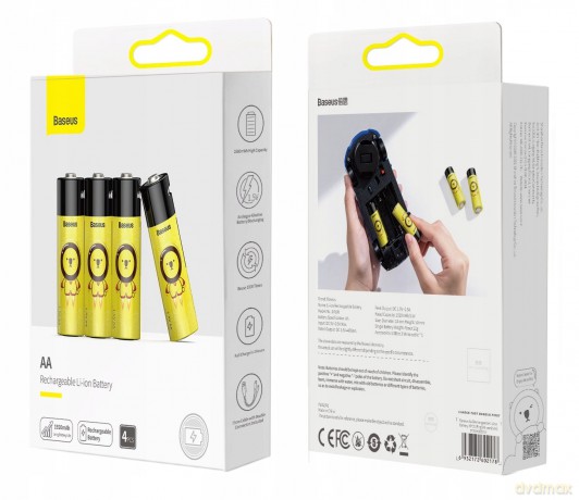 Baseus AA Rechargeable Baterie akumulatorki 4x AA Micro USB 1920mAh