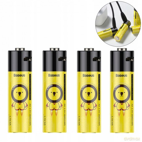 Baseus AA Rechargeable Baterie akumulatorki 4x AA Micro USB 1920mAh
