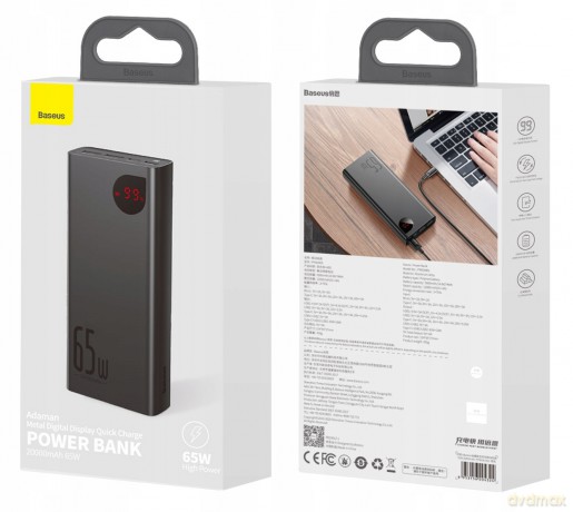 Baseus Adaman 65W Power Bank USB USB-C 65W Quick Charge 4.0 Power Delivery 20W Huawei SCP 5A