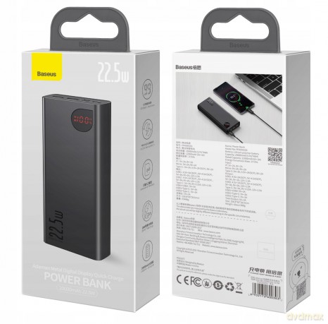 Baseus Adaman Power Bank 20000mAh Quick Charge 3.0 Power Delivery 3.0 SCP 5A 22.5W