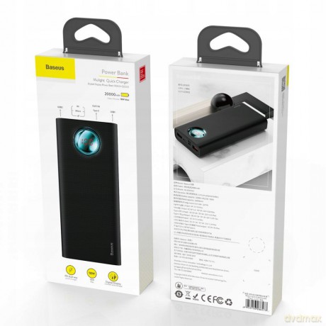 Baseus Ambilight 65W Power Bank 30000mAh 5x USB Power Delivery Quick Charge 3.0 Huawei Super Charge 5A