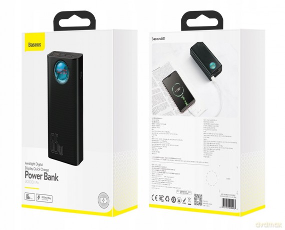 Baseus Ambilight 65W Power Bank 30000mAh 5x USB Power Delivery Quick Charge 3.0 Huawei Super Charge 5A