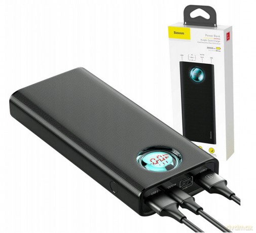 Baseus Amblight Power Bank 3xUSB USB-C Power Delivery 3.0 Quick Charge 3.0 20000mAh LCD