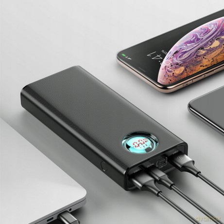 Baseus Amblight Power Bank 3xUSB USB-C Power Delivery 3.0 Quick Charge 3.0 20000mAh LCD