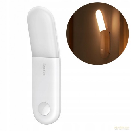 Baseus Bezprzewodowa lampka nocna z czujnikiem ruchu magnetyczna + latarka LED ciepłe światło