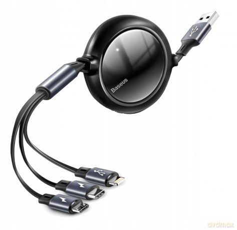 Baseus Bright Mirror Kabel z regulacją długości USB - Micro USB-C Lightning do iPhone 3.5A