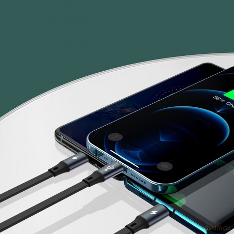Baseus Bright Mirror Kabel z regulacją długości USB - Micro USB-C Lightning do iPhone 3.5A