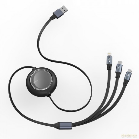 Baseus Bright Mirror Kabel z regulacją długości USB - Micro USB-C Lightning do iPhone 3.5A