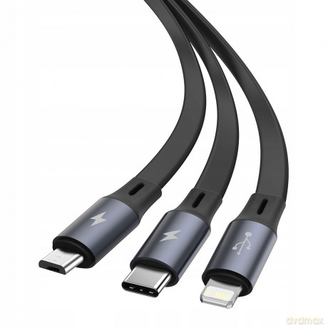Baseus Bright Mirror Kabel z regulacją długości USB - Micro USB-C Lightning do iPhone 3.5A