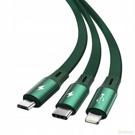 Baseus Bright Mirror Kabel z regulacją długości USB - Micro USB-C Lightning do iPhone 3.5A