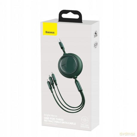 Baseus Bright Mirror Kabel z regulacją długości USB - Micro USB-C Lightning do iPhone 3.5A
