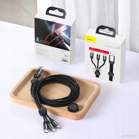 Baseus Car Co-sharing Kabel z magnetycznym uchwytem 3w1 USB - iPhone Micro Type-C 3.5A
