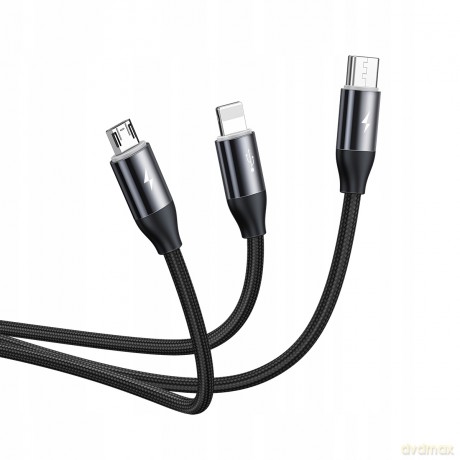 Baseus Car Co-sharing Kabel z magnetycznym uchwytem 3w1 USB - iPhone Micro Type-C 3.5A