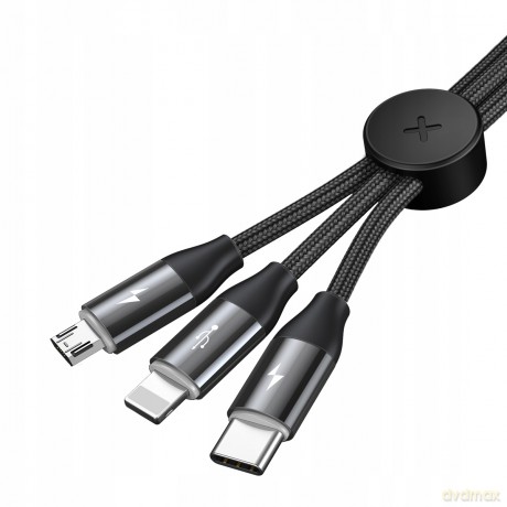 Baseus Car Co-sharing Kabel z magnetycznym uchwytem 3w1 USB - iPhone Micro Type-C 3.5A
