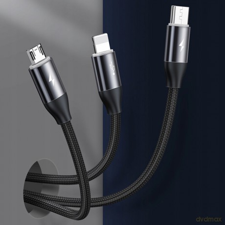 Baseus Car Co-sharing Kabel z magnetycznym uchwytem 3w1 USB - iPhone Micro Type-C 3.5A