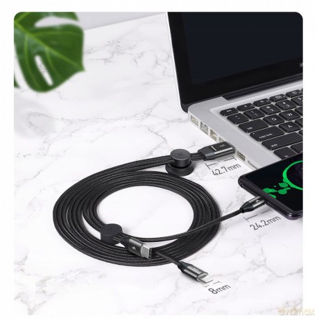 Baseus Car Co-sharing Kabel z magnetycznym uchwytem 3w1 USB - iPhone Micro Type-C 3.5A