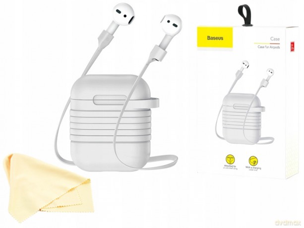 Baseus Case for Airpods Etui pokrowiec ochronny do słuchawek Apple AirPods + magnetyczna opaska do słuchawek strap EOL