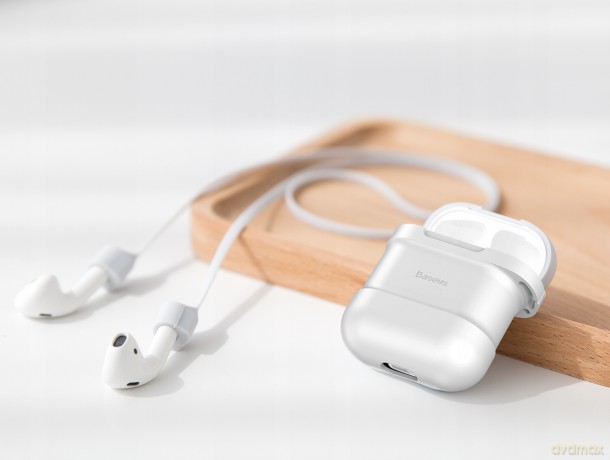Baseus Case for Airpods Etui pokrowiec ochronny do słuchawek Apple AirPods + magnetyczna opaska do słuchawek strap EOL