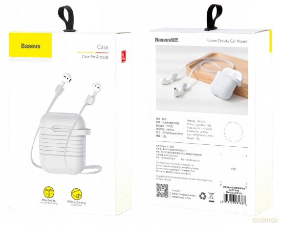 Baseus Case for Airpods Etui pokrowiec ochronny do słuchawek Apple AirPods + magnetyczna opaska do słuchawek strap EOL