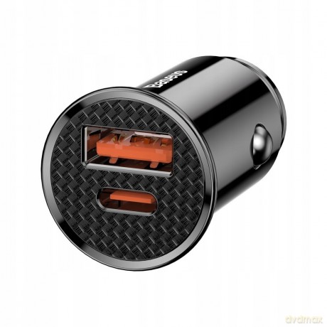 Baseus Circular Plastic Ładowarka samochodowa USB-A Type-C USB-C PD 30W QC 3.0 SCP 5A