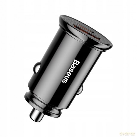 Baseus Circular Plastic Ładowarka samochodowa USB-A Type-C USB-C PD 30W QC 3.0 SCP 5A
