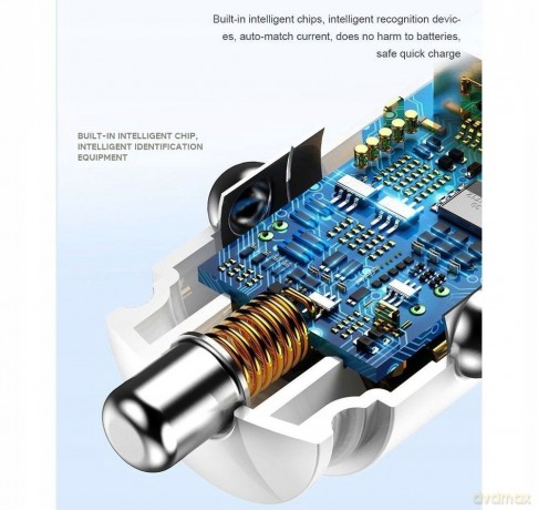 Baseus Circular Plastic Ładowarka samochodowa USB-A Type-C USB-C PD 30W QC 3.0 SCP 5A