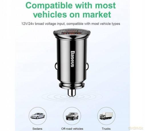 Baseus Circular Plastic Ładowarka samochodowa USB-A Type-C USB-C PD 30W QC 3.0 SCP 5A