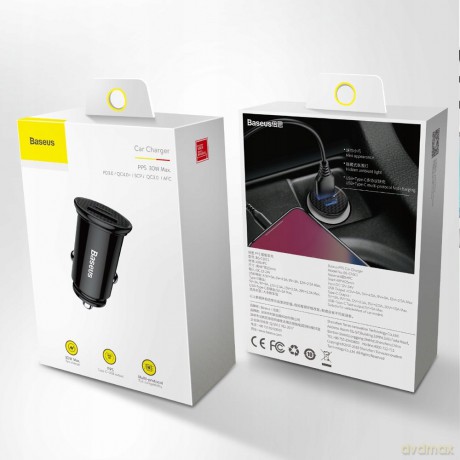 Baseus Circular Plastic Ładowarka samochodowa USB-A Type-C USB-C PD 30W QC 3.0 SCP 5A