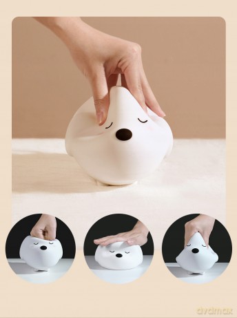 Baseus Cute Series Sylikonowa lampka nocna dla dzieci bezprzewodowa LED RGB 3 tryby piesek