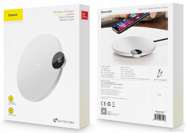 Baseus Digital LED Ładowarka indukcyjna bezprzewodowa Qi 10W z wyświetlaczem LED