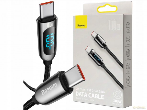 Baseus Display Fast Charging Kabel Type-C USB-C 5A 100W z wyświetlaczem Power Delivery Quick Charge 4.0
