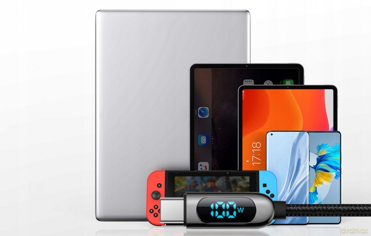 Baseus Display Fast Charging Kabel Type-C USB-C 5A 100W z wyświetlaczem Power Delivery Quick Charge 4.0